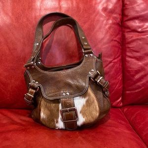 Brown leather and hide purse